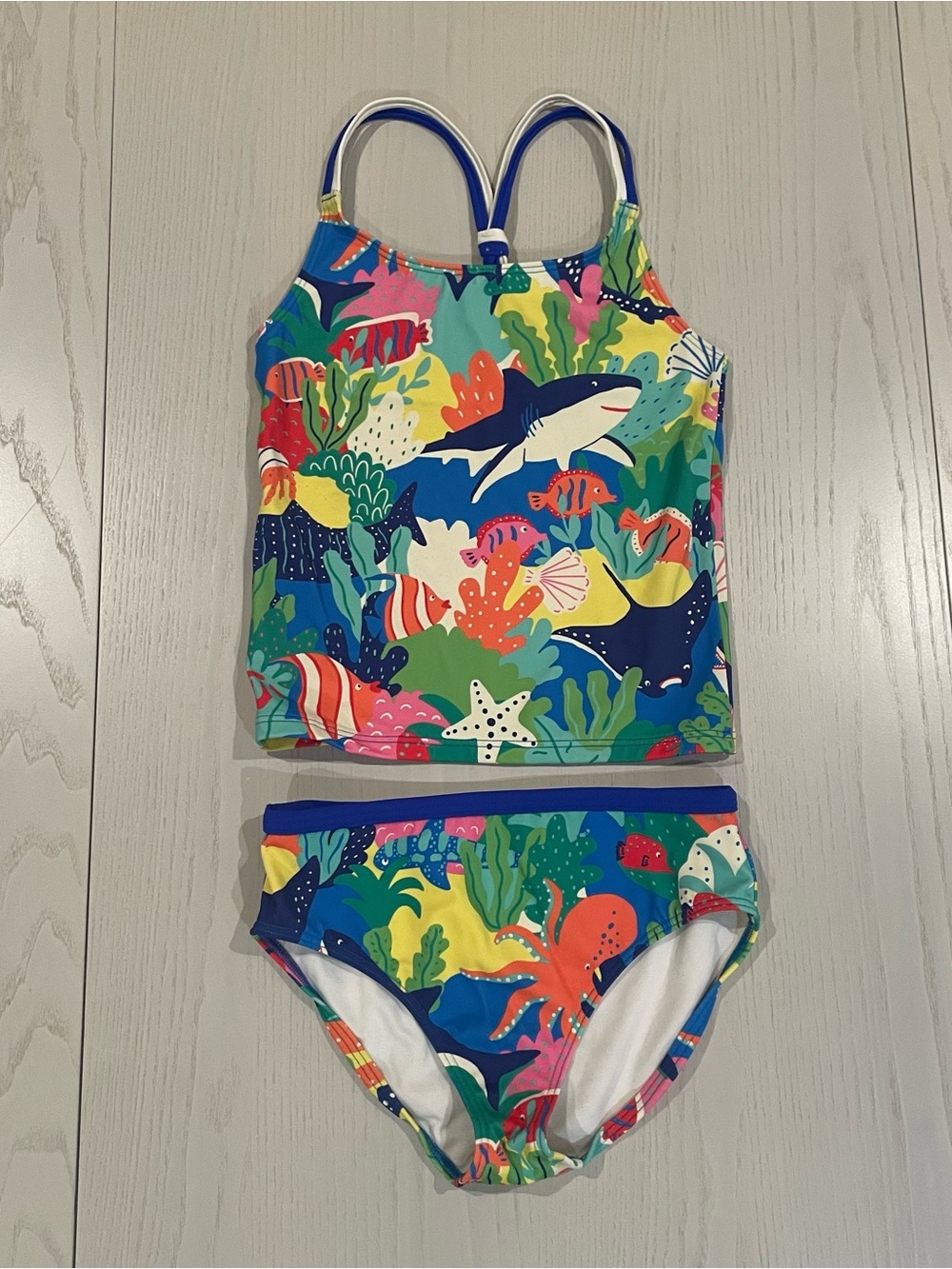 Mini Boden Tankini Two Piece Swimsuit Ocean Sea Life Aquatic - Size 8-9Y
